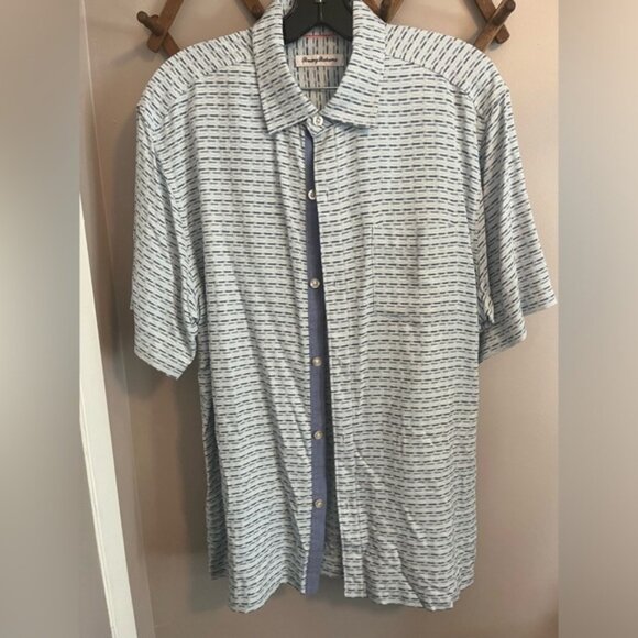 Tommy Bahama Mens Geovanni Geo Camp Shirt size large SILK - Picture 3 of 6
